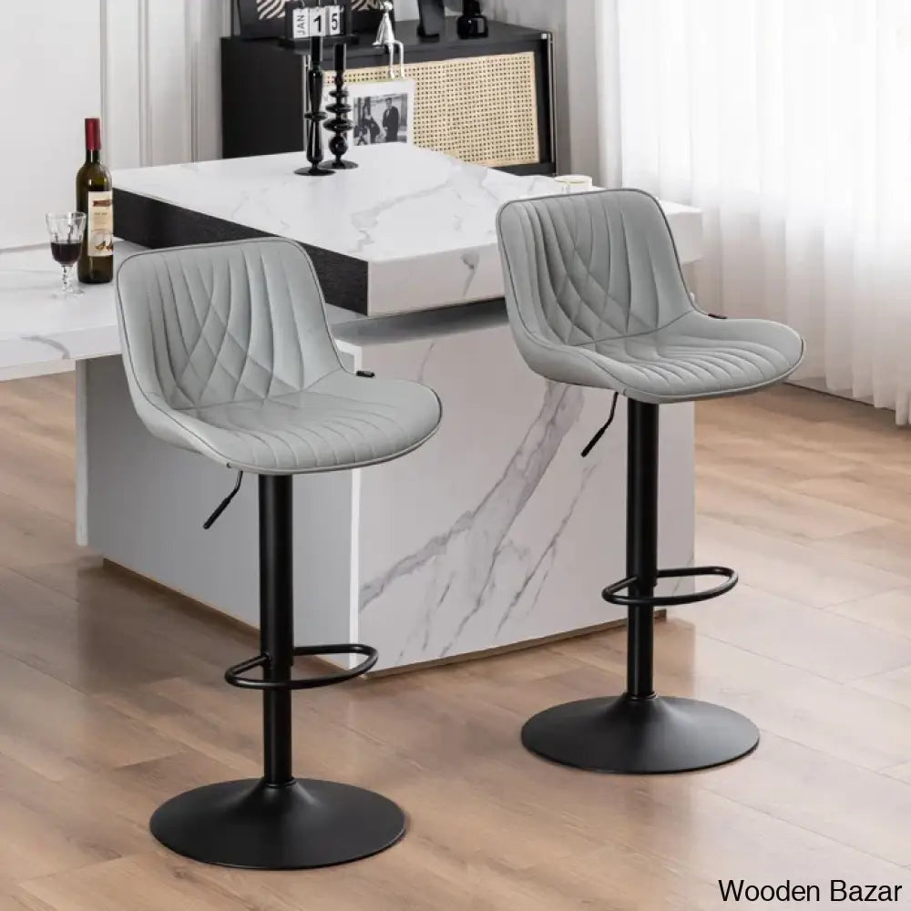 Zagero Swivel Adjustable Height Bar Stools Leather Upholstered Counter And Bar Modern Pub Stool