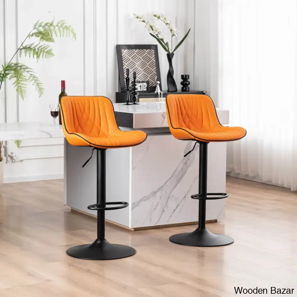 Zagero Swivel Adjustable Height Bar Stools Leather Upholstered Counter And Bar Modern Pub Stool