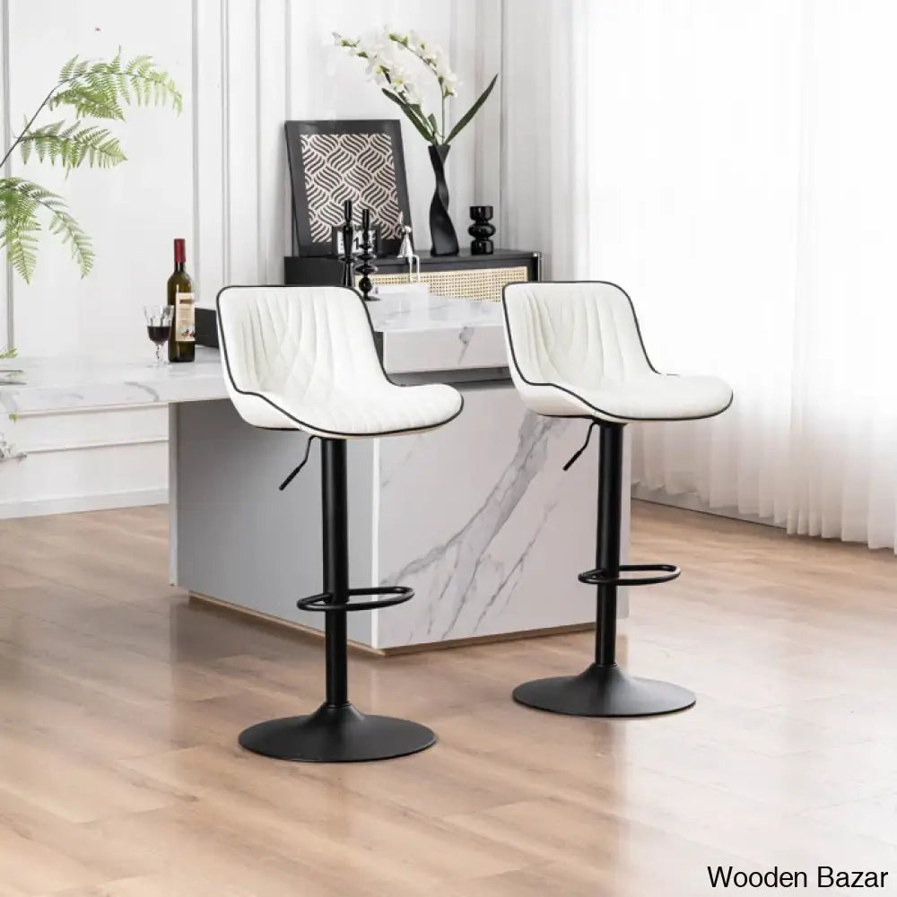 Zagero Swivel Adjustable Height Bar Stools Leather Upholstered Counter And Bar Modern Pub Stool