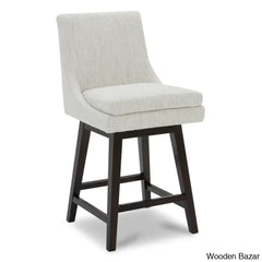 Zaharax Swivel Upholstered 26’’ Counter And Bar Stool Brown / Prestige Ivory Basketweave