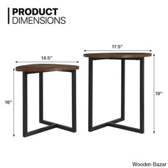 Zenin Modern 2 Piece Nesting Coffee And Center Table Set With Wood Grain Top Metal Legs