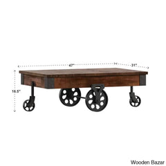 Zonac Solid Wood Top Coffee And Center Table