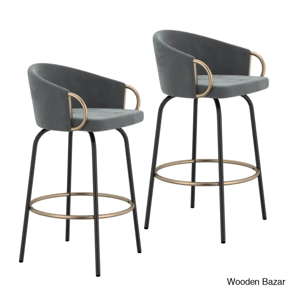 Zoraz Swivel Upholstered 26’’ Counter Stool With Metal Frame (Set Of 2)