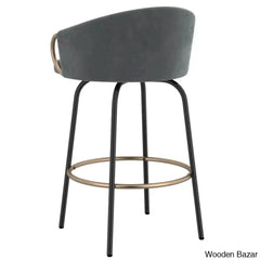 Zoraz Swivel Upholstered 26’’ Counter Stool With Metal Frame (Set Of 2)