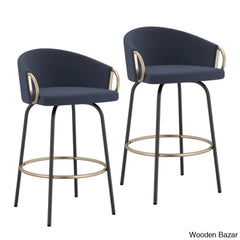 Zoraz Swivel Upholstered 26’’ Counter Stool With Metal Frame (Set Of 2)