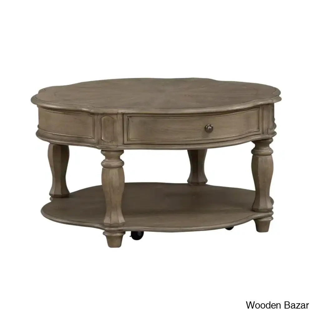 Zula Round Cocktail Table W/ Casters Coffee And Center