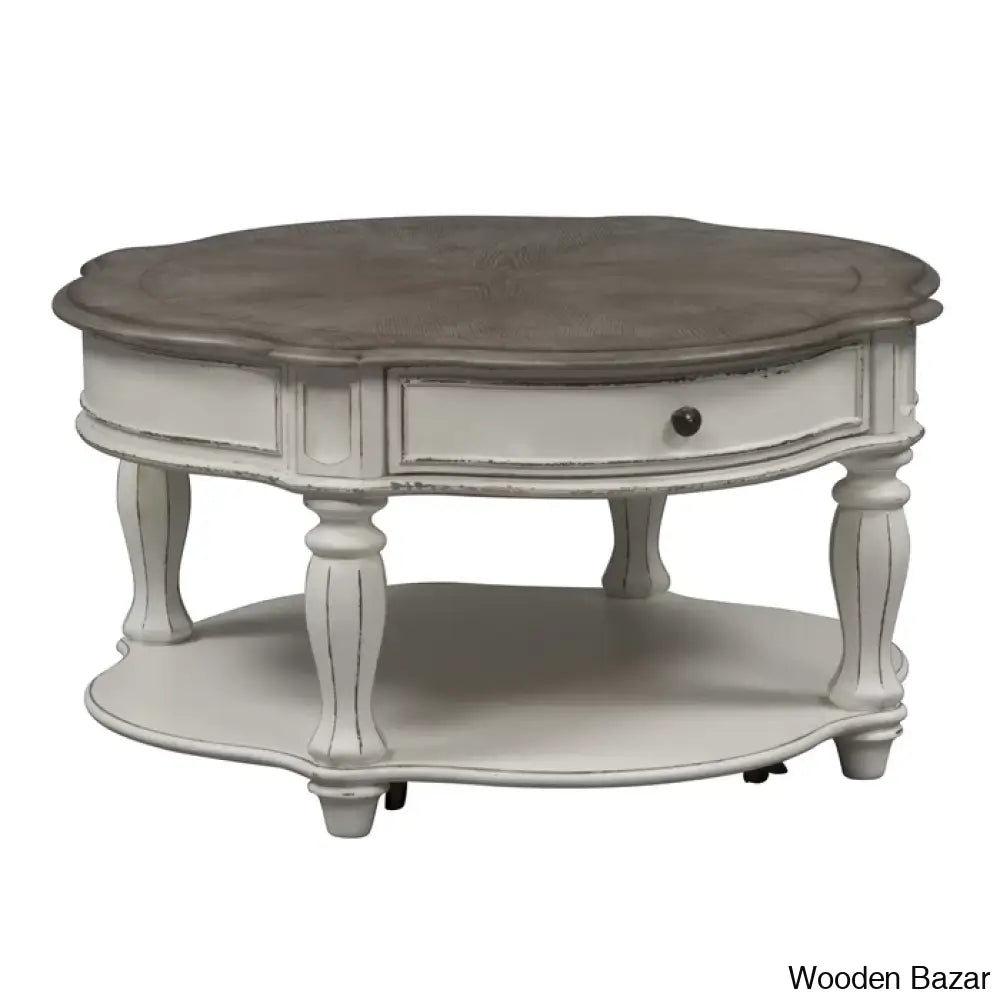 Zula Round Cocktail Table W/ Casters Coffee And Center