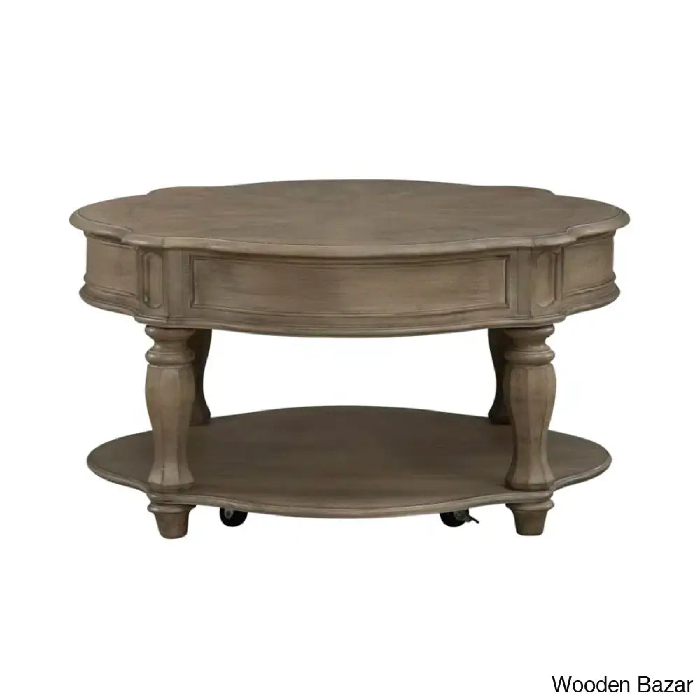 Zula Round Cocktail Table W/ Casters Coffee And Center