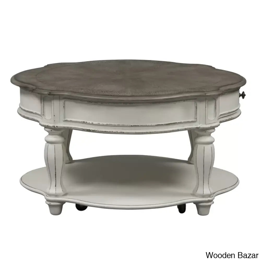 Zula Round Cocktail Table W/ Casters Coffee And Center