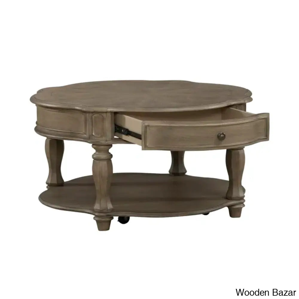 Zula Round Cocktail Table W/ Casters Coffee And Center