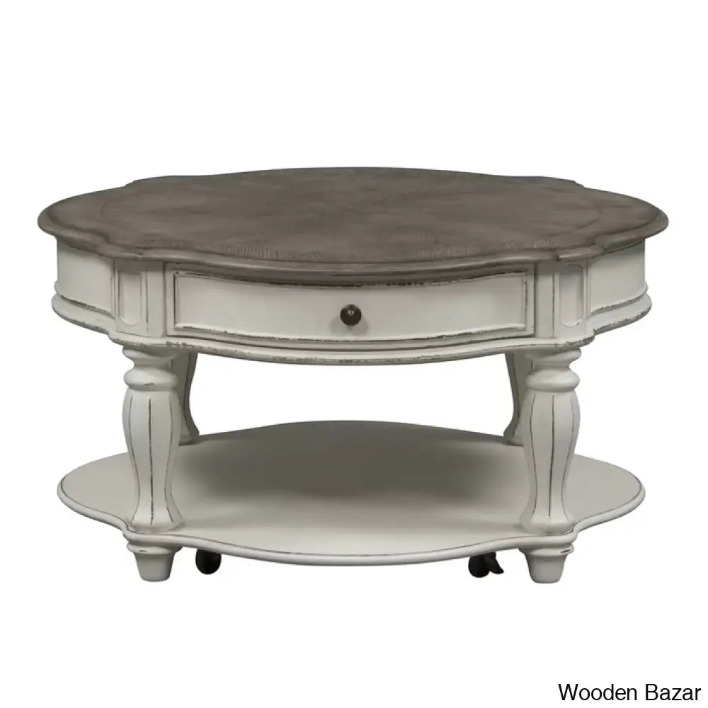 Zula Round Cocktail Table W/ Casters Coffee And Center