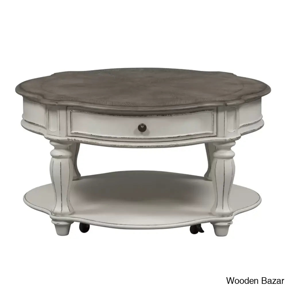 Zula Round Cocktail Table W/ Casters Coffee And Center White