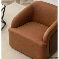 Zyony Luxury Vegan Leather Swivel Barrel Chair (Set Of 2)