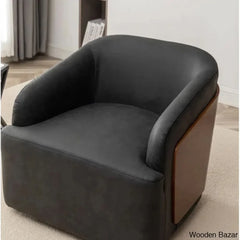 Zyony Luxury Vegan Leather Swivel Barrel Chair (Set Of 2)