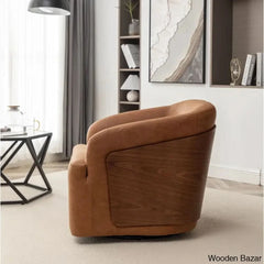 Zyony Luxury Vegan Leather Swivel Barrel Chair (Set Of 2)