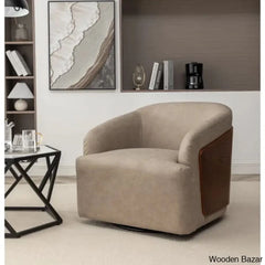 Zyony Luxury Vegan Leather Swivel Barrel Chair (Set Of 2)