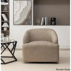 Zyony Luxury Vegan Leather Swivel Barrel Chair (Set Of 2)