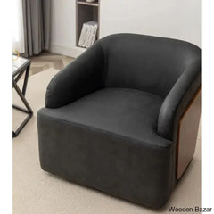 Zyony Luxury Vegan Leather Swivel Barrel Chair (Set Of 2)