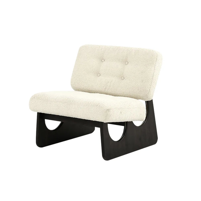 Modern Boucle Lounge Chair White & Black Accent Chair Ash Wood Upholstery
