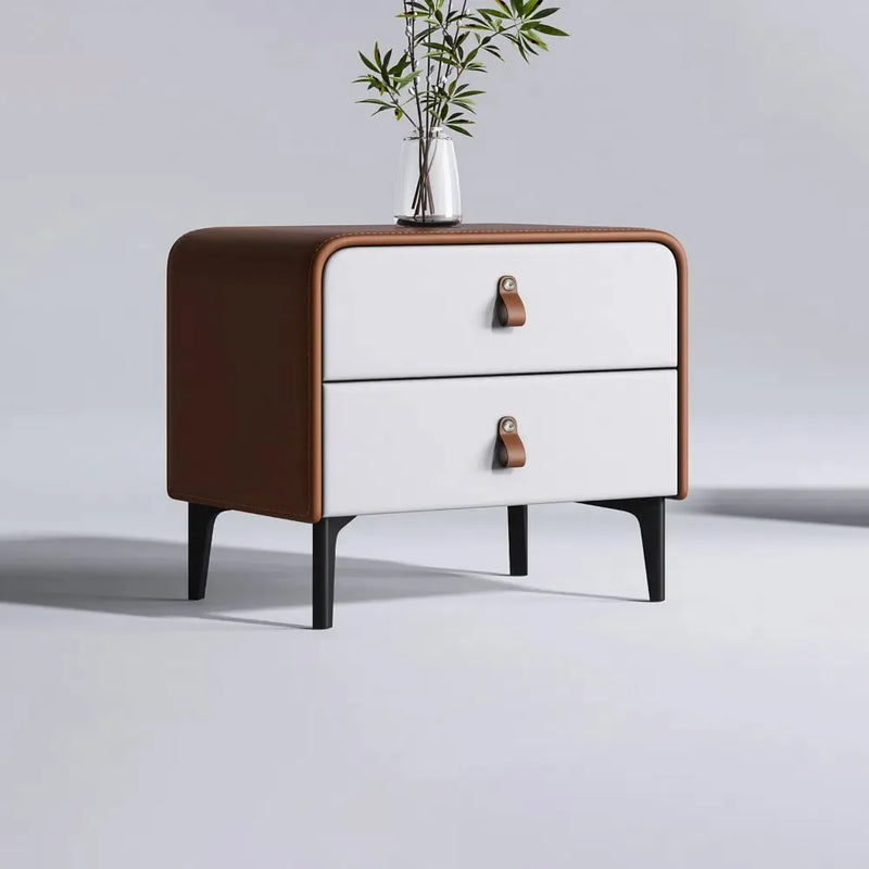 Wooden Bazar Nightstand End Side Accent Table with 2 Drawers Nightstand