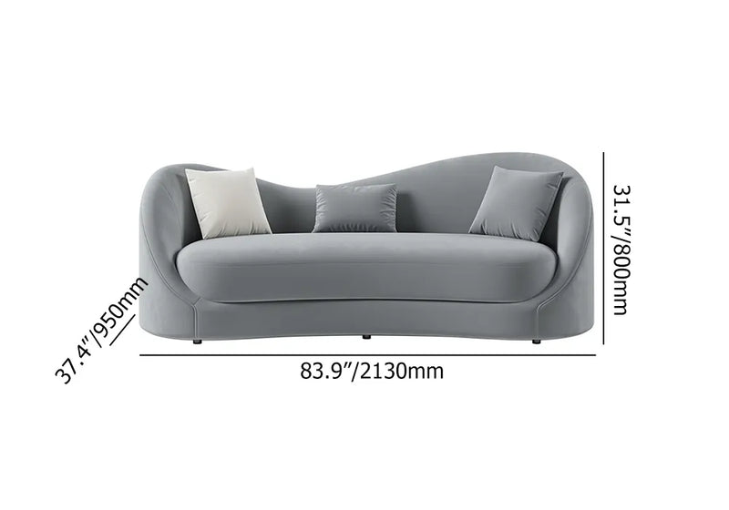 Wooden Bazar  Gray Velvet Upholstered Sofa 3-Seater Sofa Solid Wood Frame