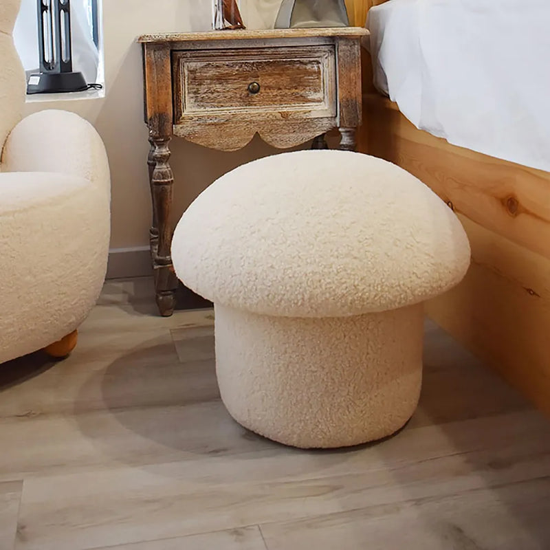 Wooden Bazar Mushroom Ottoman Stool Upholstered Cute Stool