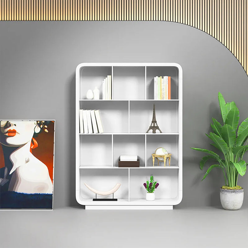 Wooden Bazar Modern White Bookshelf 4-Tier Standard Bookcase with Rich Storage