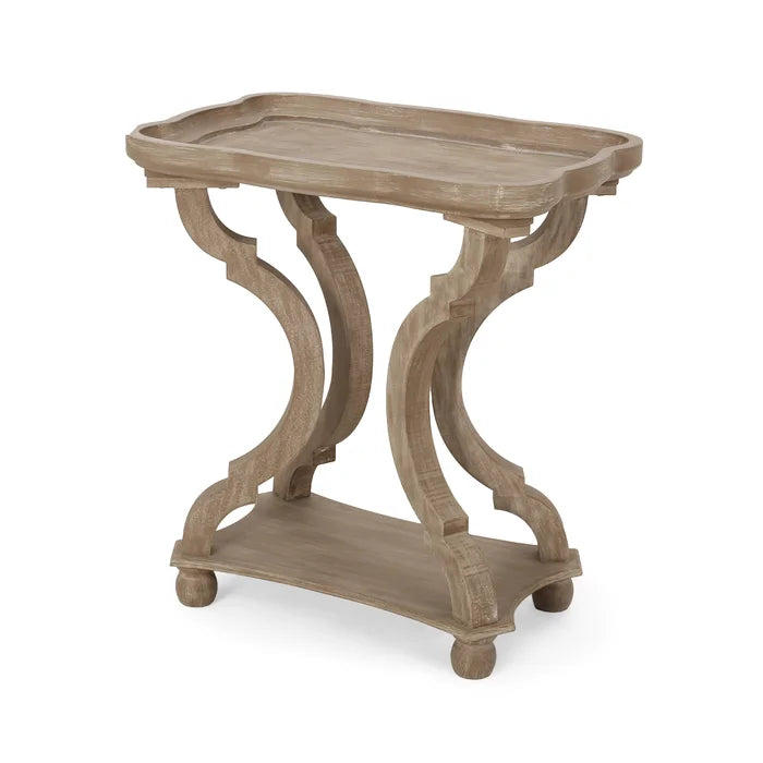 Wooden Bazar 24.25'' Tall Tray Top Trestle End Table