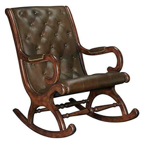 Wooden Classic and Antique Leather Rocking Chair/Easy Aaram Chair for Back Pain/Relaxing Chair