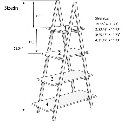Tier Ladder Bookcase with Solid Bamboo Frame A Shape Multifunctional Display Shelf Ladder Shelf freestanding for Home Office，White/Wood (A-Frame Shelf)