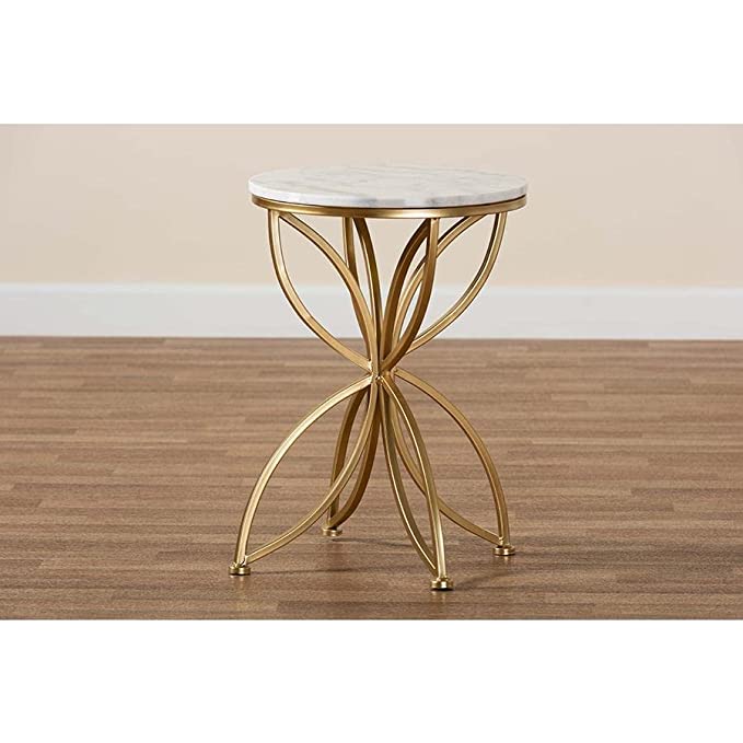 Dalak Arts Round Nightstand Table for Living Room or Bedroom, Metal Round End Table Modern Sofa Side Table with Engineered WoodTop Table for Living Room Home Décor