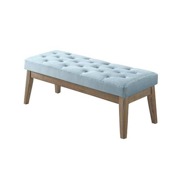 24kf velvet upholstered tufted bench with solid wood leg,ottoman with padded seat-seaglass