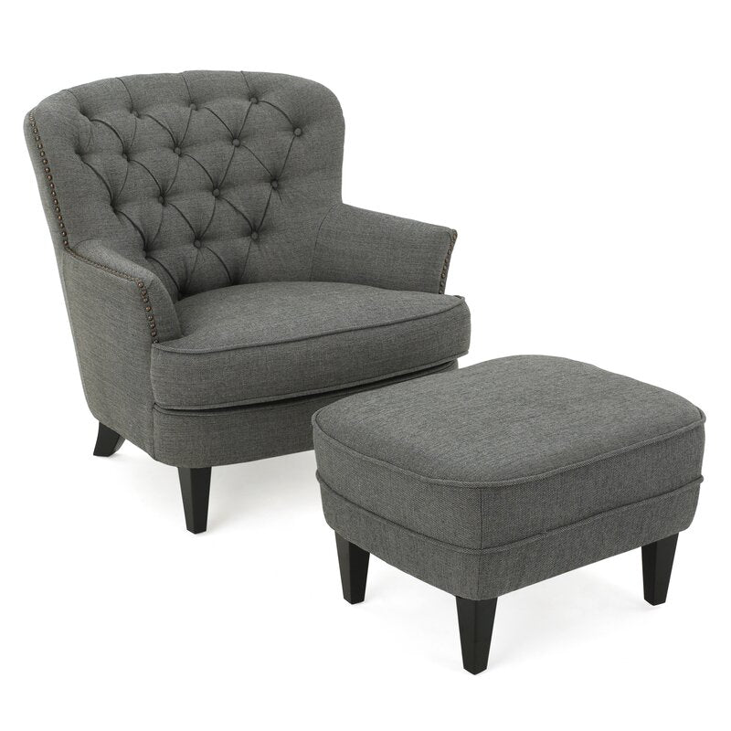 Heywood 32.5'' Wide Tufted Armchair and Ottoman