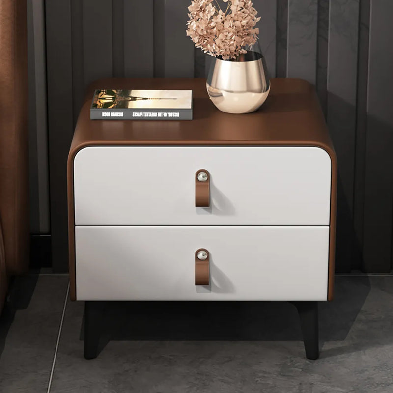 Wooden Bazar Nightstand End Side Accent Table with 2 Drawers Nightstand
