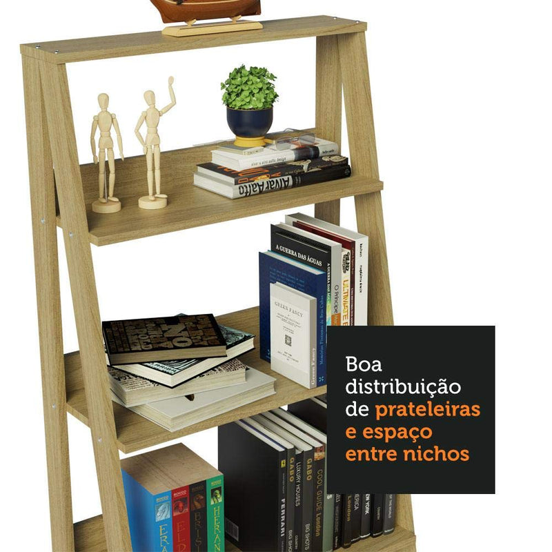 Madesa 5-Tier Ladder Shelf with Storage Space, Free Standing Bookshelf, Wood, 15" D x 24" W x 55" H – Oak