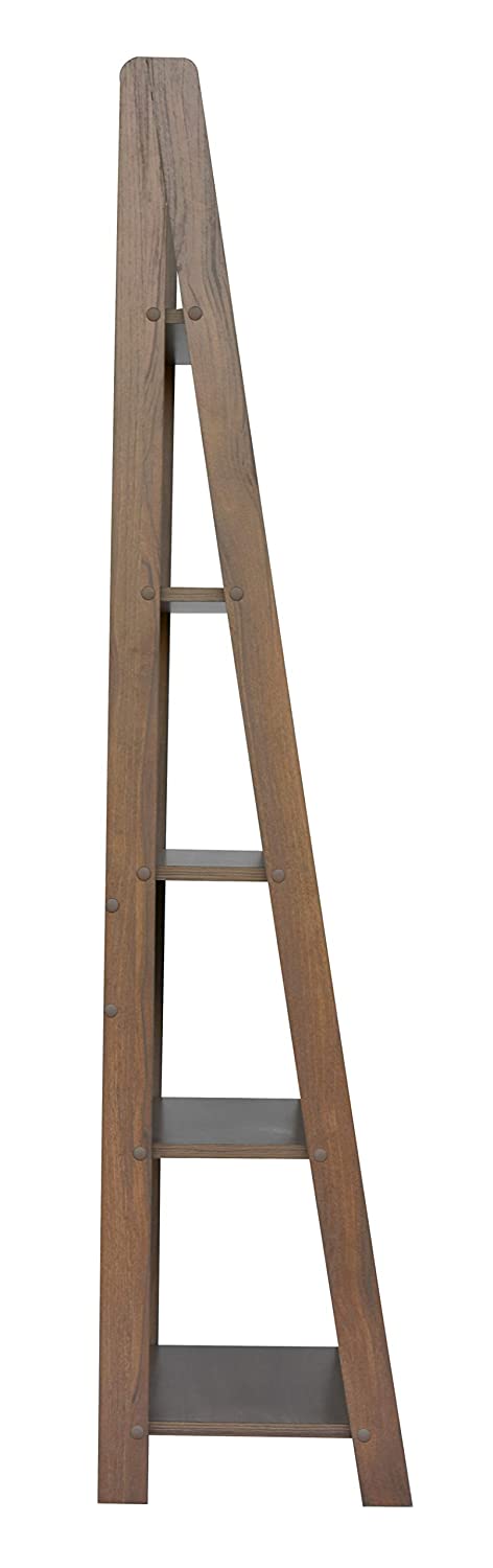 DeckUp Reno Engineered Wood Ladder Book Shelf and Display Unit (Walnut, Matte Finish)