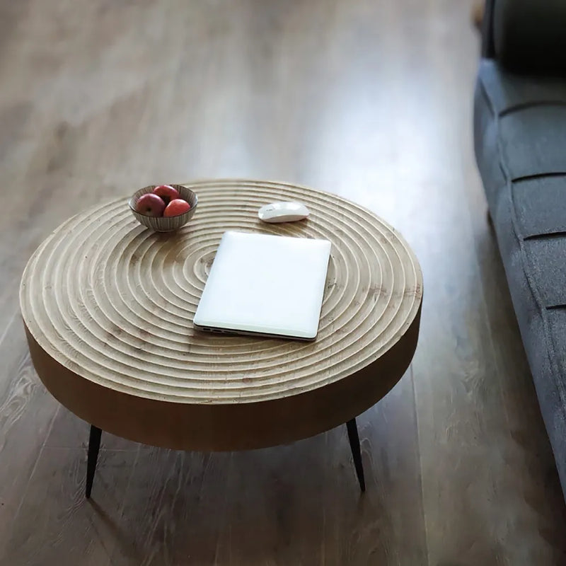 Wooden Bazar Solid Wood 2 Piece Nesting Coffee Table 3 Leg Natural Wood Veneer