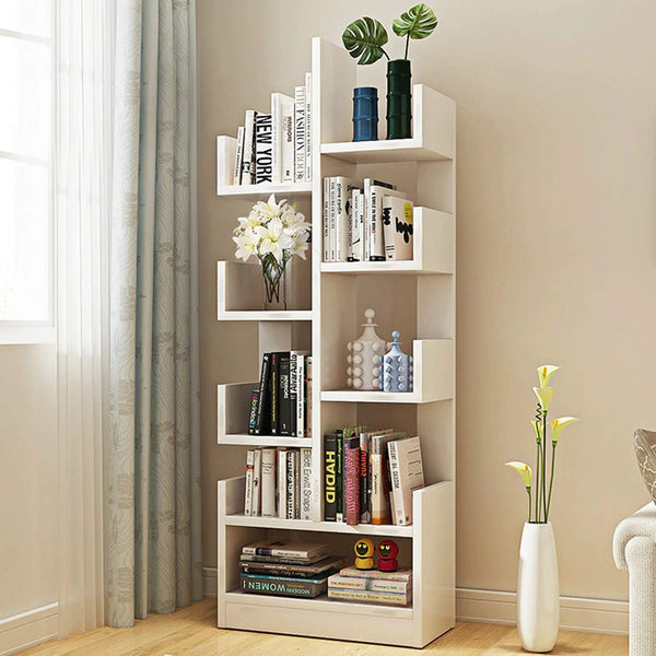 Tree Shaped Multipurpose Engineered Wood Open Book Shelf with Solid Finish(L 47 x W 21 x H 131cm)
