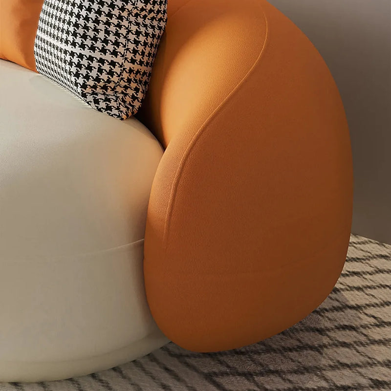 Wooden Bazar Upholstered Sofa 3-Seater Sofa 82.7" Orange&White Sofa