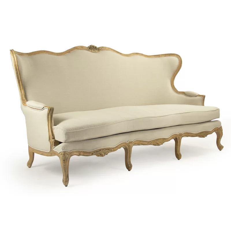 Wooden bazar 74.5'' Linen Recessed Arm Sofa