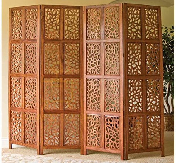 Wooden Bazar Wooden Partition/Room Divider 4 Panel Folding Screen for for Living Room/Bedroom