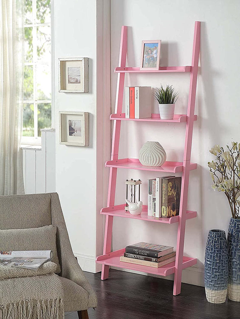 Ladder Shelf, 5-Tier Foldable Wood Bookshelf, Ladder Bookcase Standing Organizer Storage Shelves Flower Plant Stand Rack for Living Room Bedroom Balcony Office