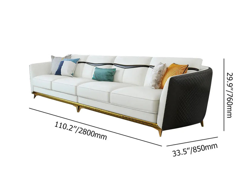 Wooden Bazar  Modern Faux Leather 4-Seater Sofa with Stainless Steel Frame