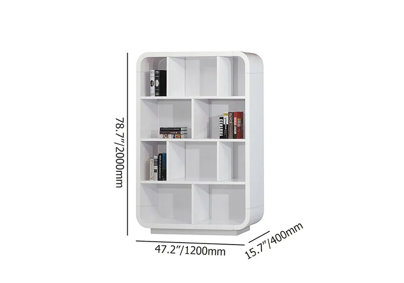 Wooden Bazar Modern White Bookshelf 4-Tier Standard Bookcase with Rich Storage