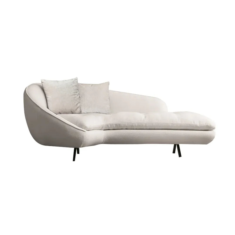 Wooden Bazar Chaise Longue Sofa Upholstered Linen Sofa 3-Seater Sofa in Steel Legs