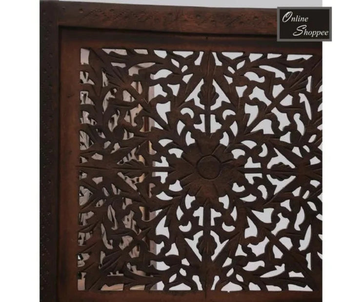 Wooden Bazar Kosmo Wooden Partition Design, Screen Wooden Room Divider for Living Room in 4 Panel