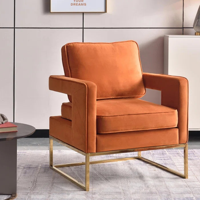 Acerra Fesser Upholstered Armchairs With Metal Legs Wooden Bazar
