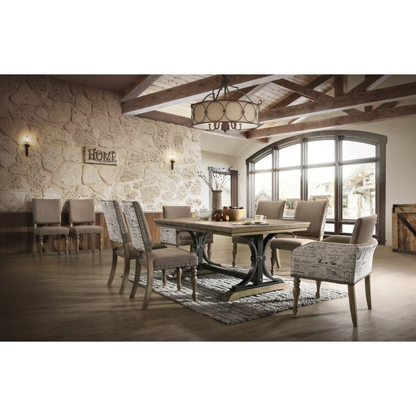 8 seater Dining Table Set- Person ExtendableSet brings a rustic-glory to all your meals. Crafted from rubberwood and hardwood with veneers,