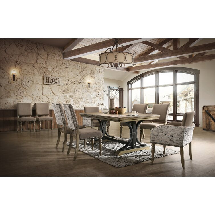 8 seater Dining Table Set- Person ExtendableSet brings a rustic-glory to all your meals. Crafted from rubberwood and hardwood with veneers,