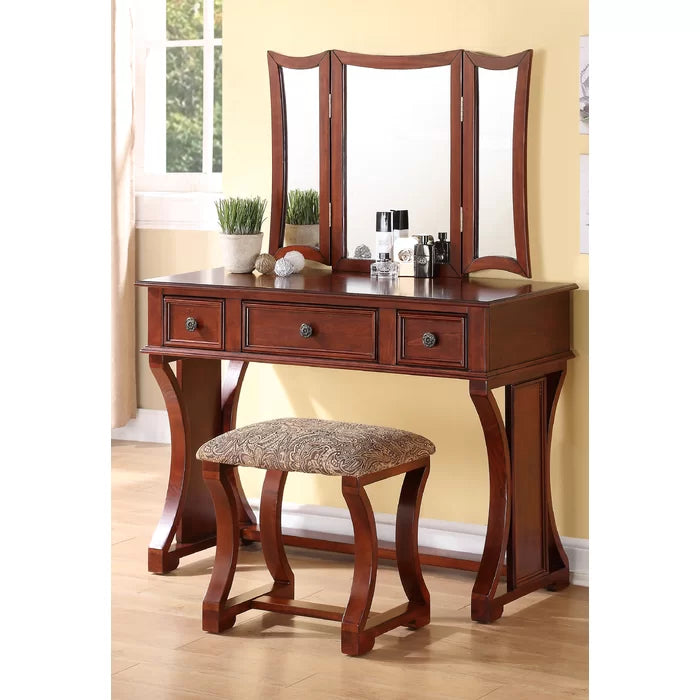 Woden Bazar Aphina Vanity dressing table design with stool with mirror